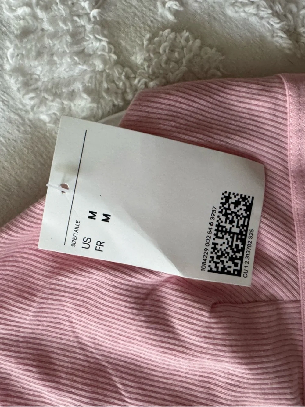H & M Triangle Bra Top Ribbed Cotton Lined Pink Size M NWT - Picture 3 of 5